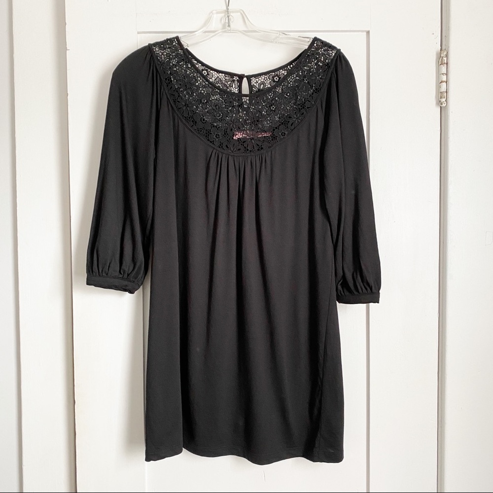 Juicy Couture Black Mini Dress w/Lace Neckline